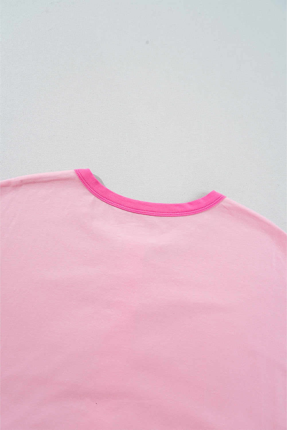 Pink Colorblock Half Buttons Henley T Shirt