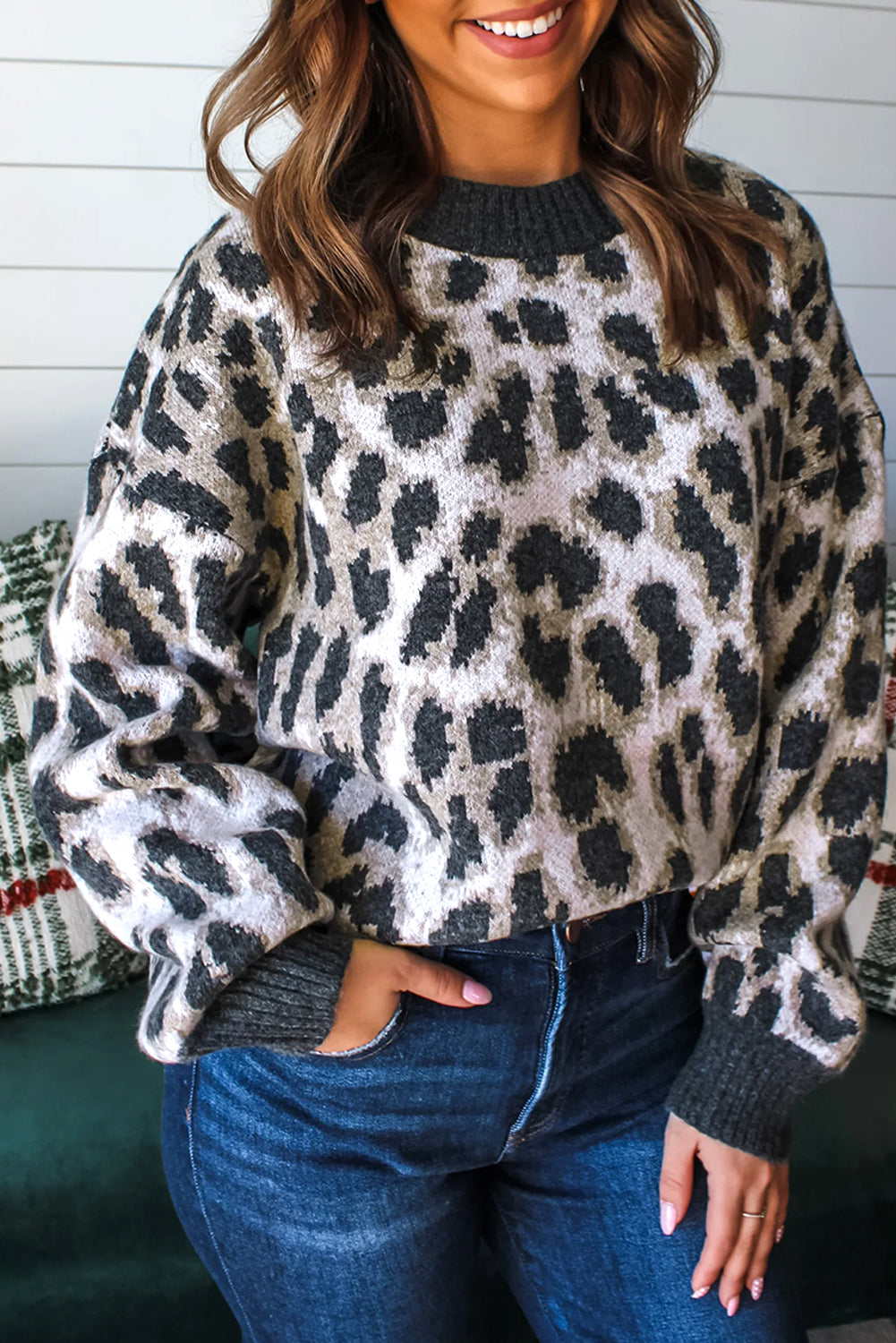 Callie Leopard Round Neck Sweater