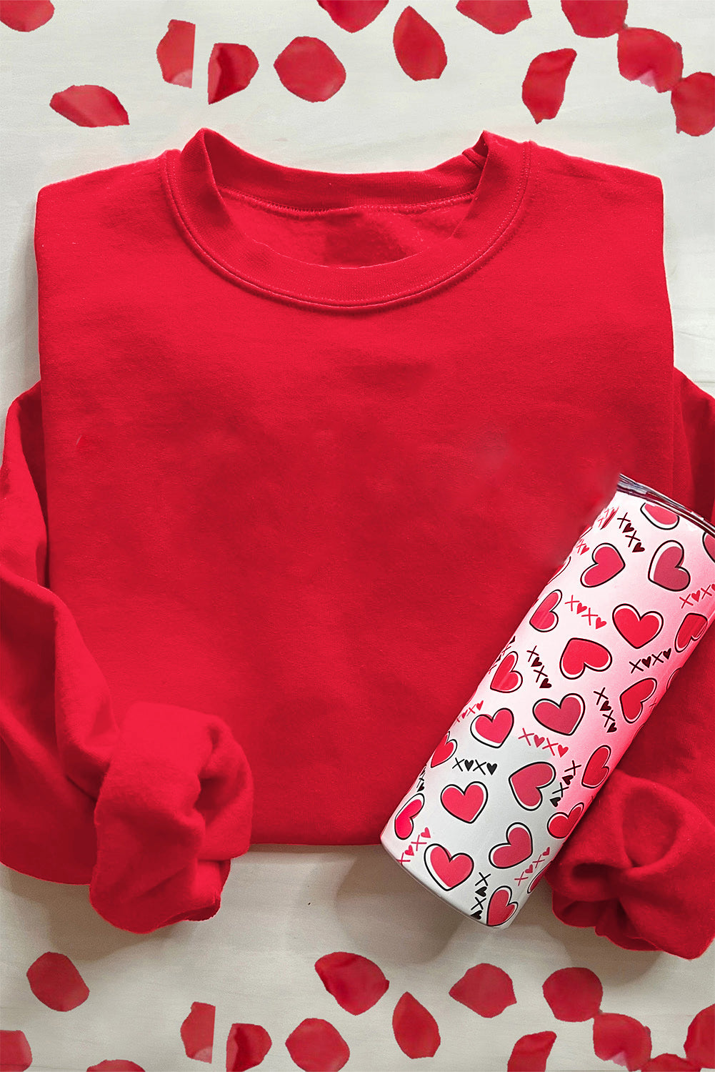 Red Be Mine Leopard Heart Printed Valentines Sweatshirt