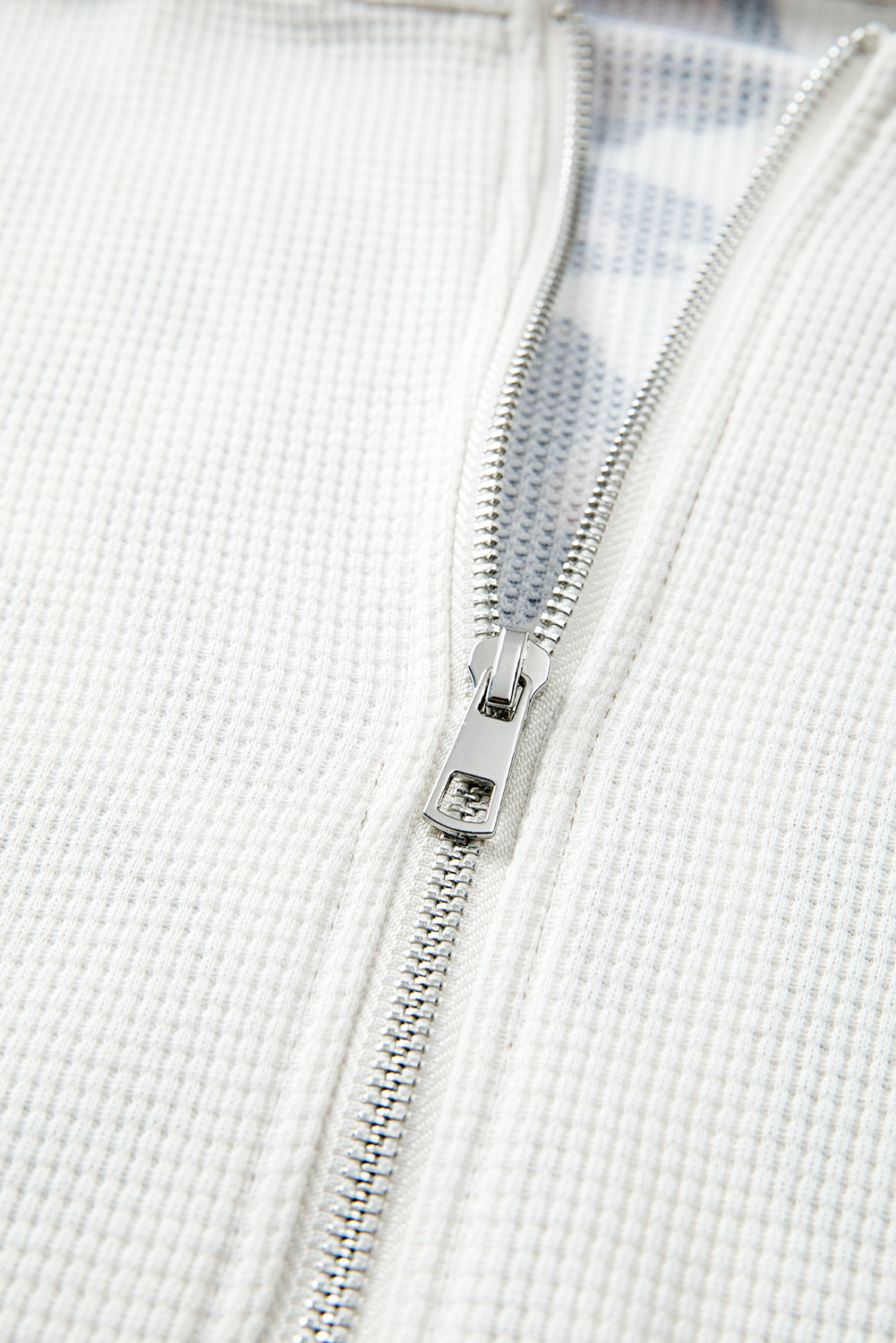 Apricot Leopard Mixed Texture Patchwork Zip Up Drop Shoulder Hoodie