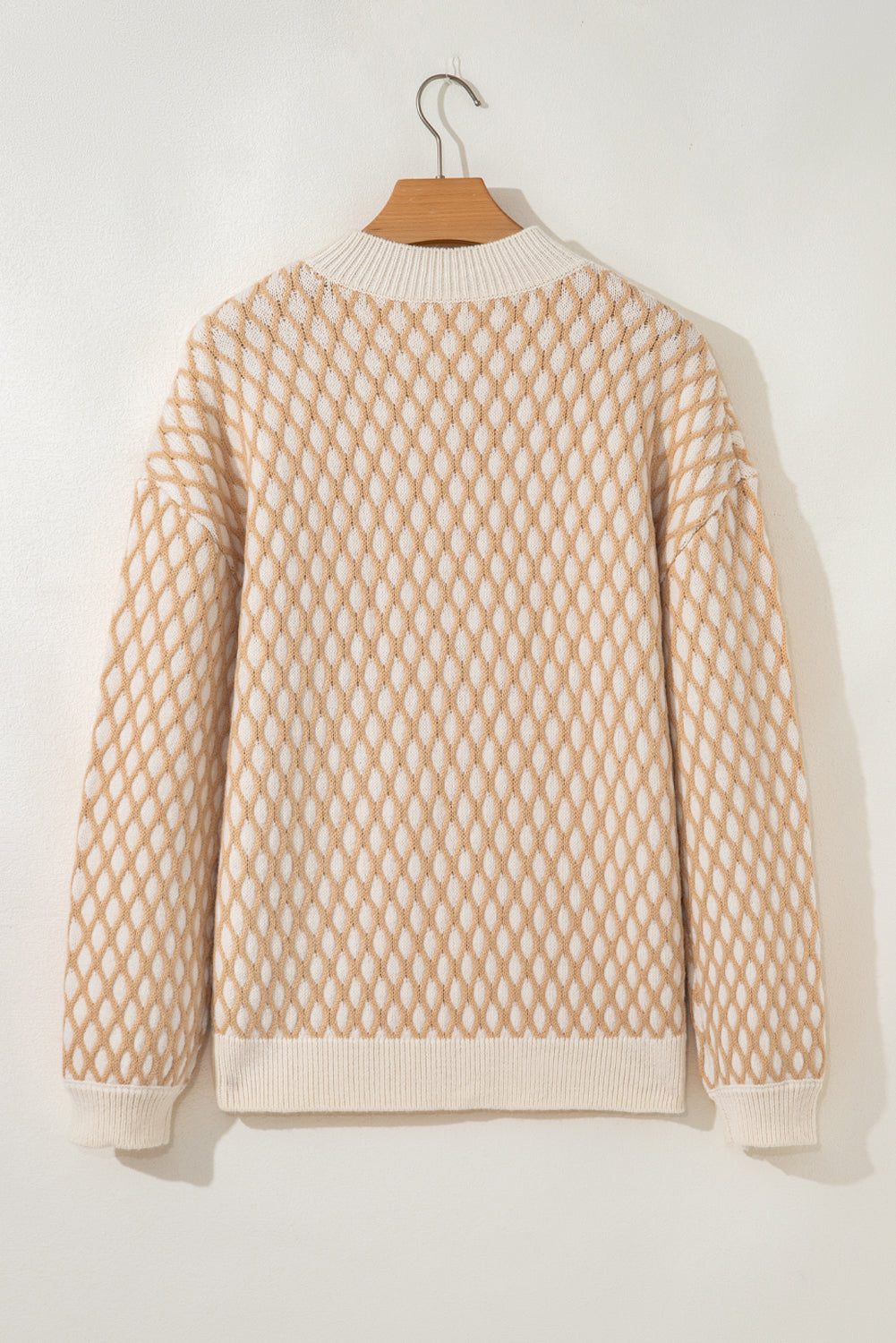 Lennox Checkered Textured Knit Mock Neck Sweater