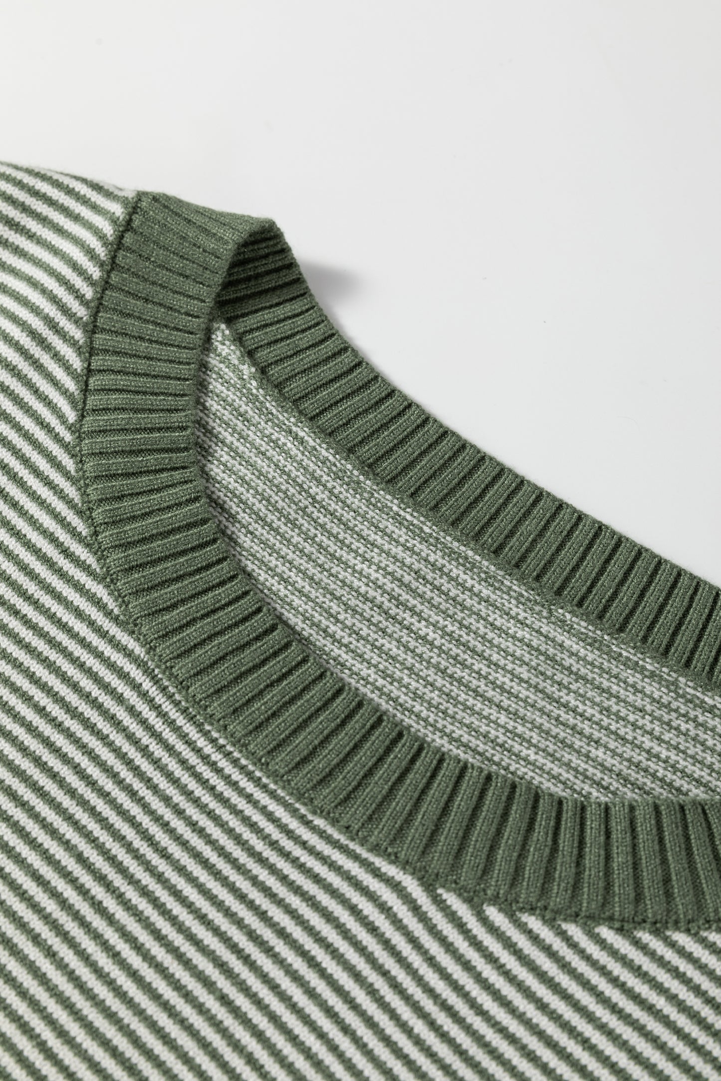 Green Stripe Color Block Patchwork Dolman Oversize Tunic Sweater