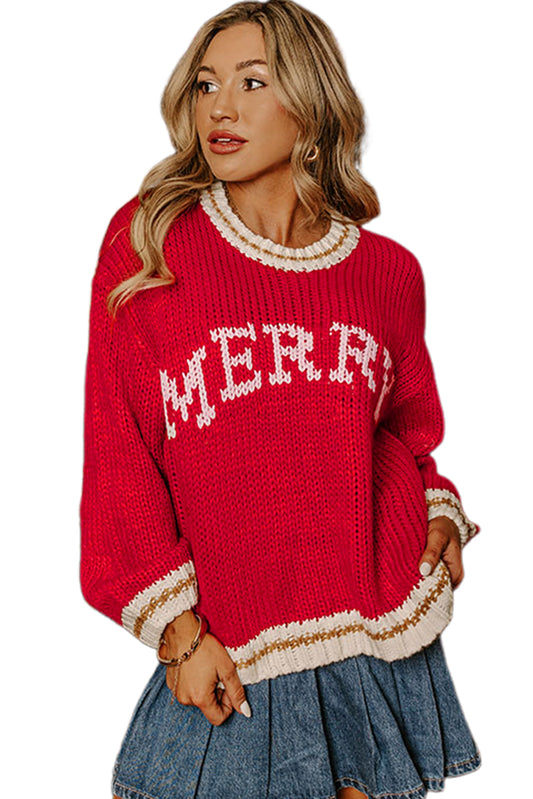 MERRY Chunky Knit Holiday Sweater