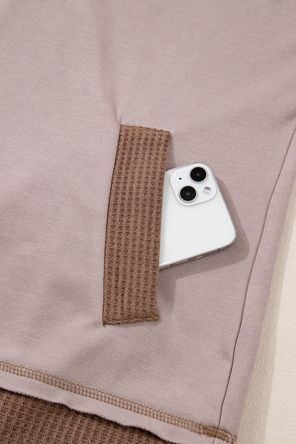 Jenny Waffle Patchwork Exposed Seam Oversized Hoodie