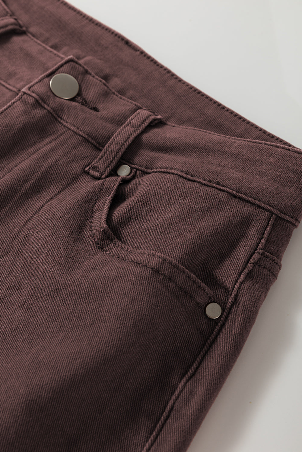 Coffee Solid Color Loose Straight High Waist Jeans