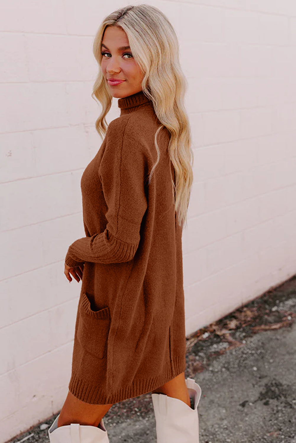 Autumn Cozy Turtleneck Sweater Dress
