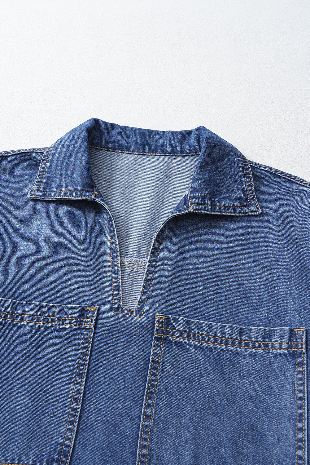 Destiny Short Sleeve Collared Chest Pocket Denim Mini Dress