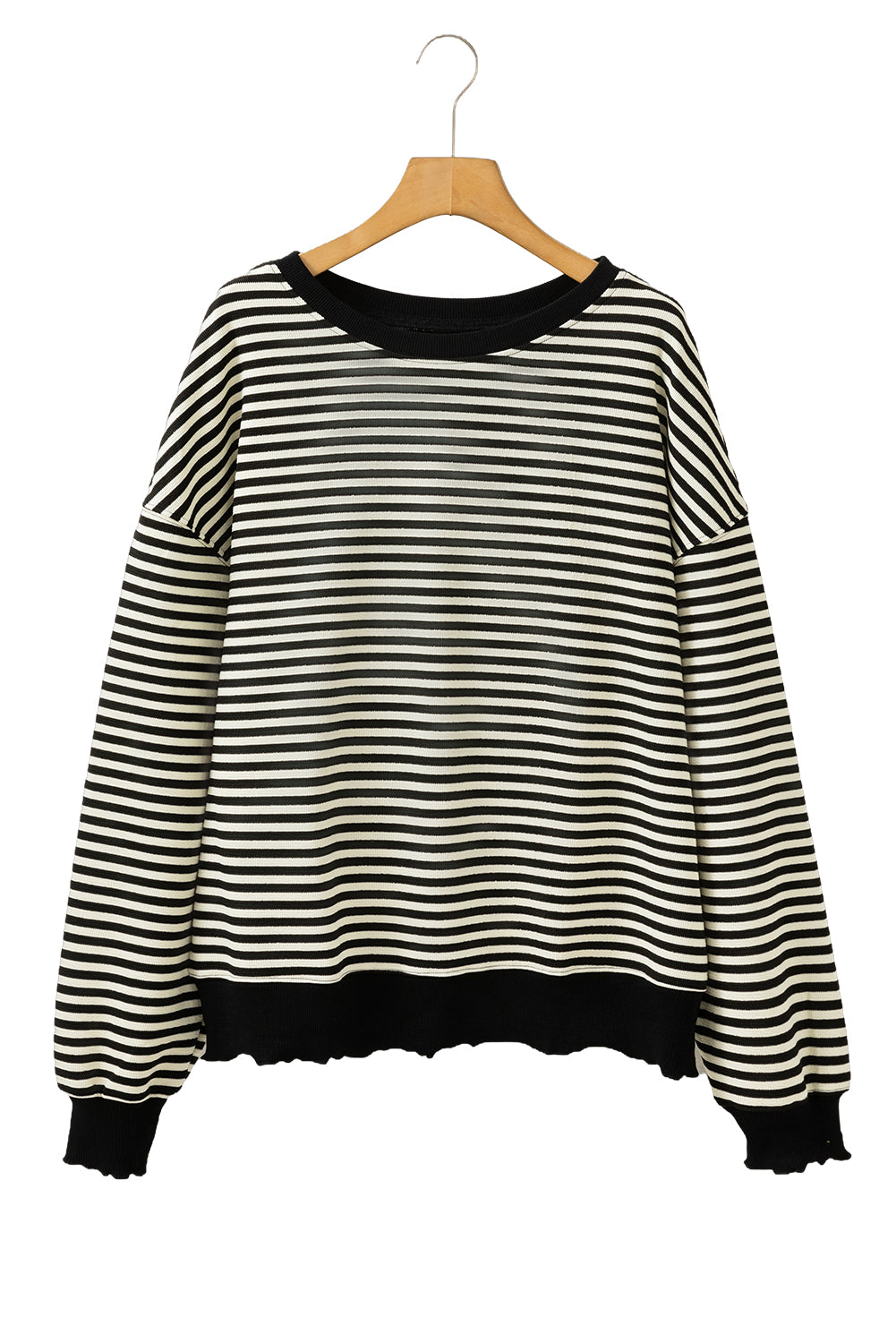 Pink Stripe Drop Shoulder Long Sleeve Top