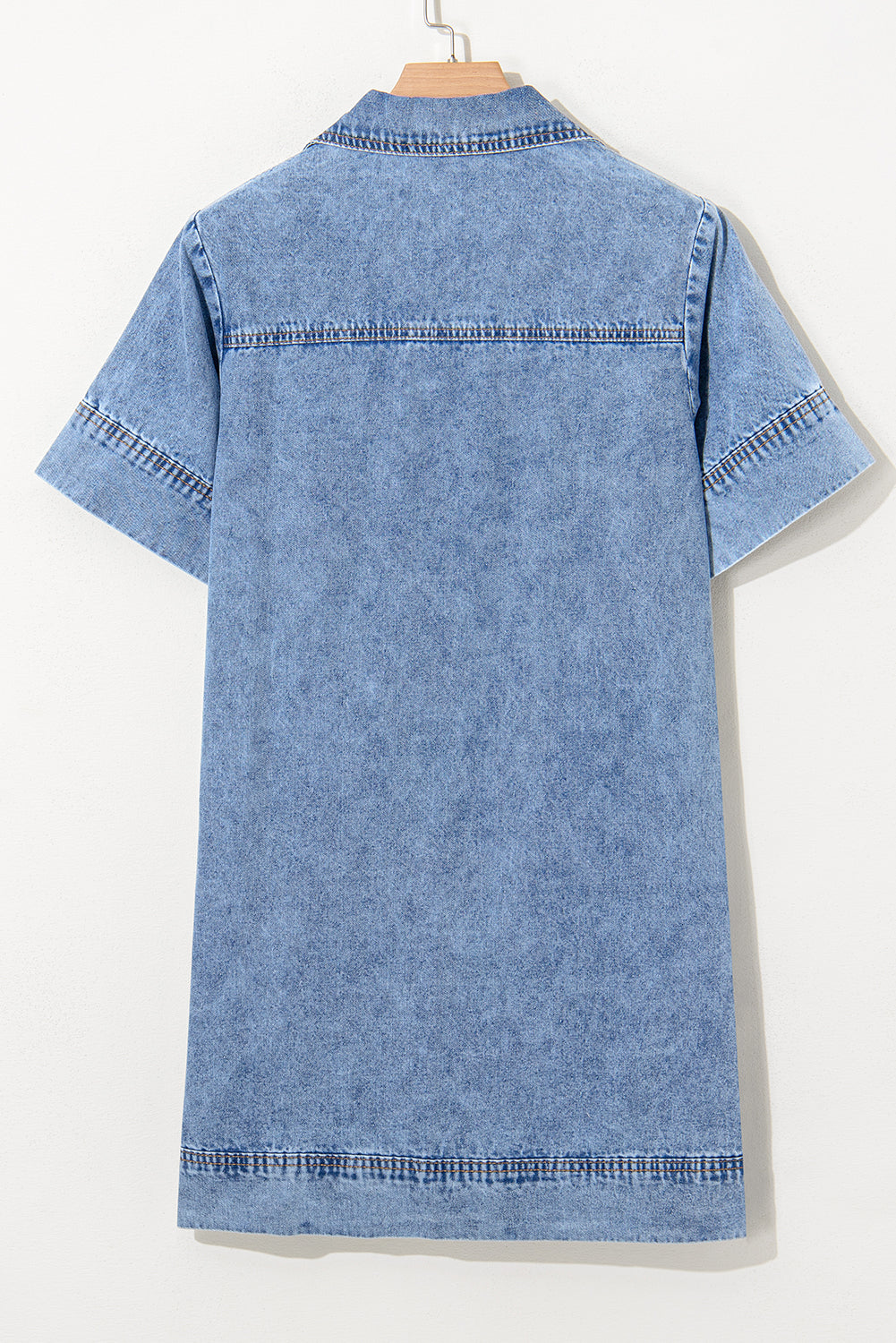 Destiny Short Sleeve Collared Chest Pocket Denim Mini Dress