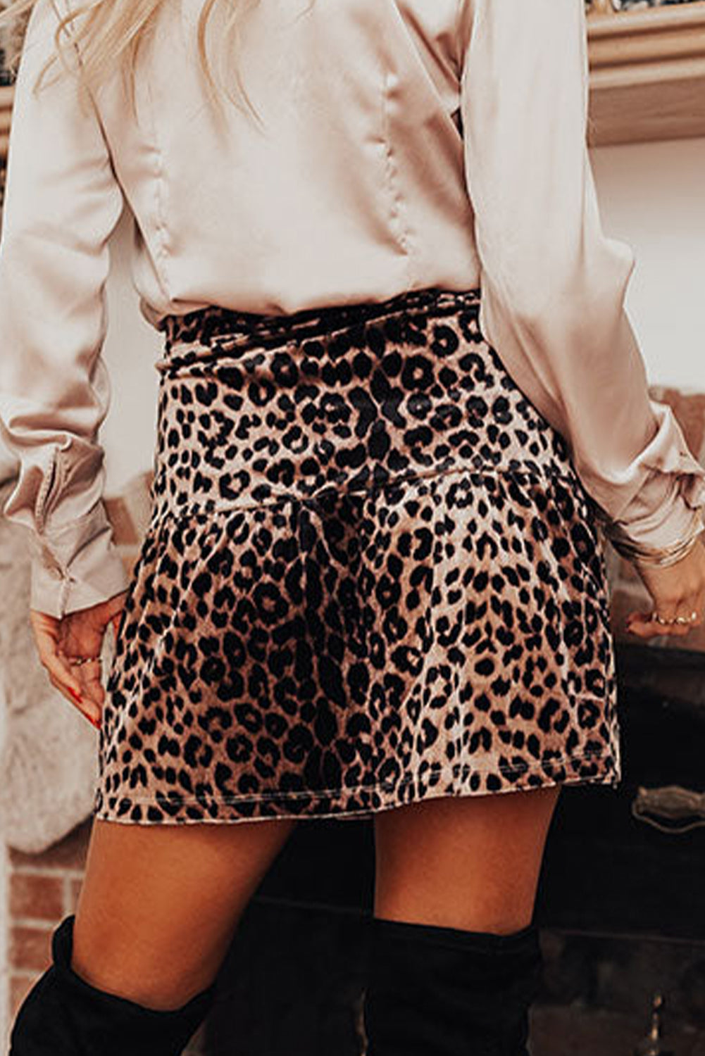 Billie Leopard Tiered  Mini Skirt