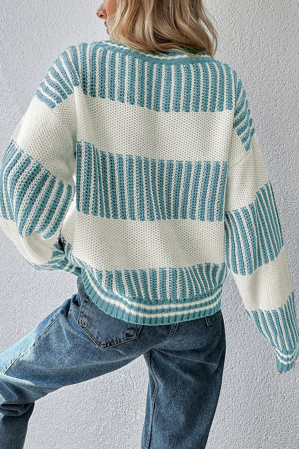 Laura Striped Patchwork Drop Shoulder Sweater