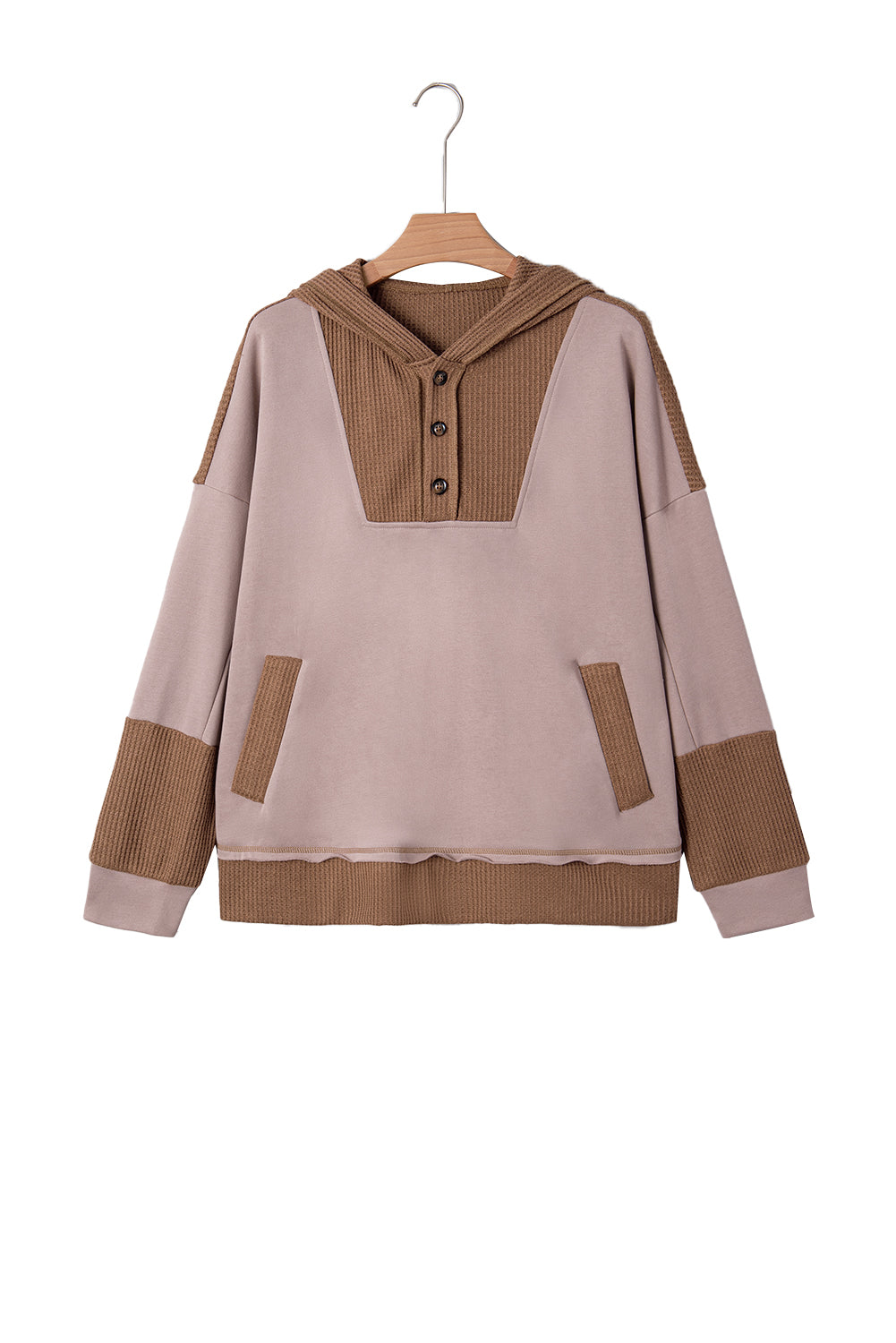 Jenny Waffle Patchwork Exposed Seam Oversized Hoodie