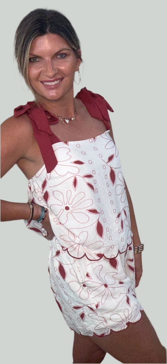 Cora Crimson and Cream tie sleeve set