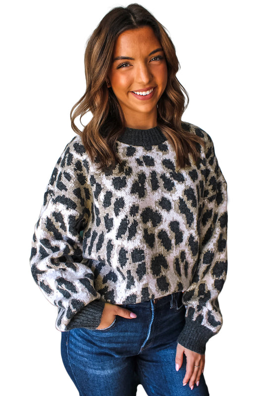 Callie Leopard Round Neck Sweater