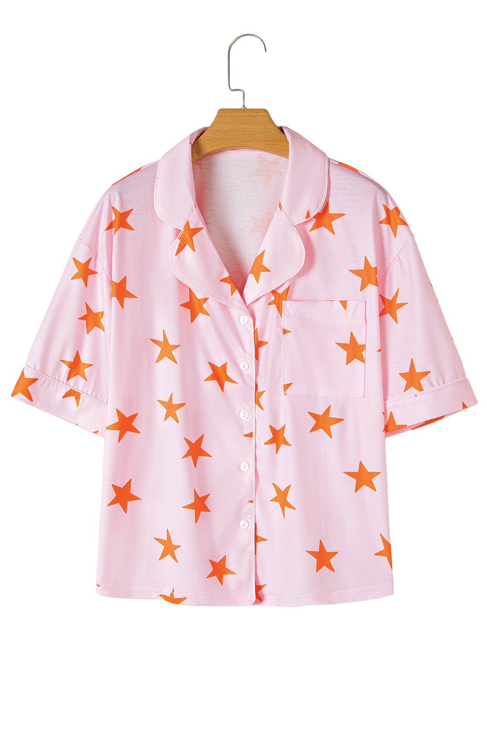 Pink Stars Short Sleeve Shirt and Shorts Pajama Set