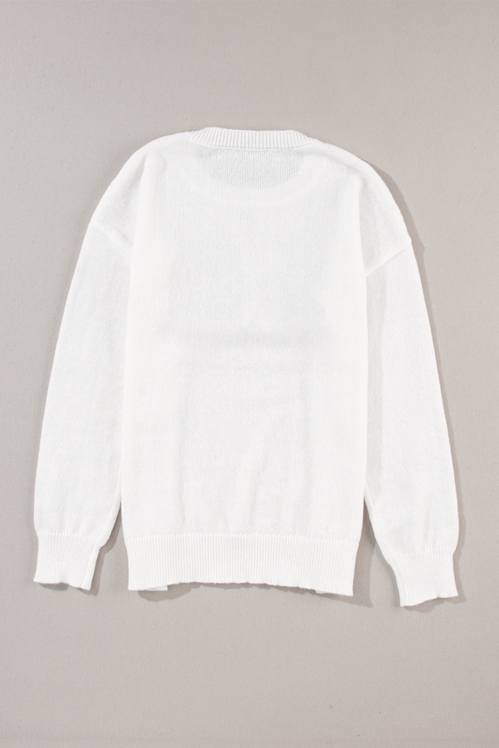 White XOXO Chenille Letter Round Neck Casual Sweater