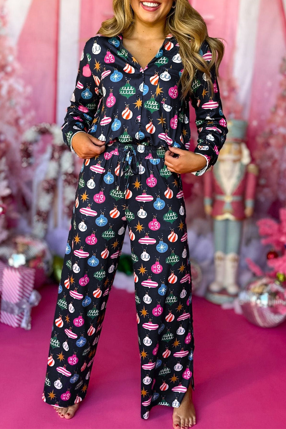 Christmas Lights Print  Pajama Set