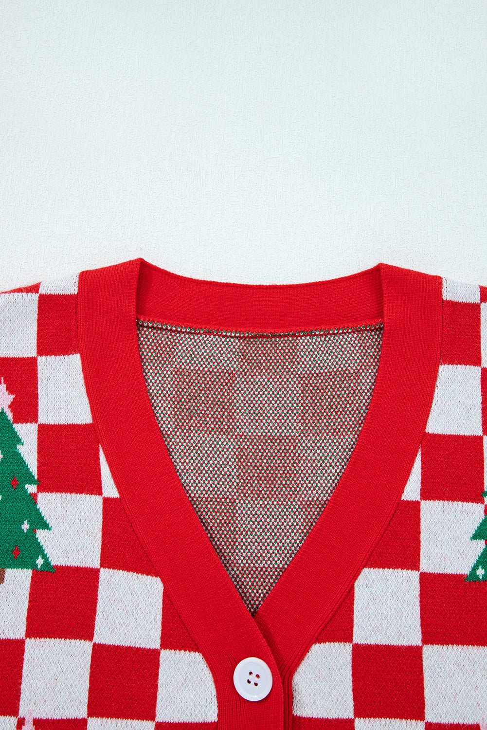 Dolan Red Checkered Christmas Tree Cardigan