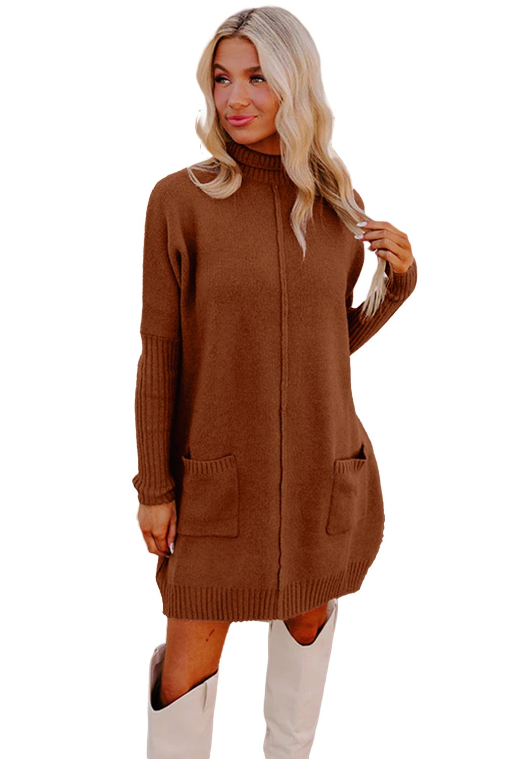 Autumn Cozy Turtleneck Sweater Dress