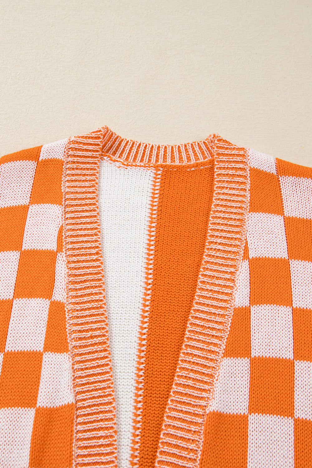 Bonnie Checkered Plus Size Drop Shoulder Knit Cardigan