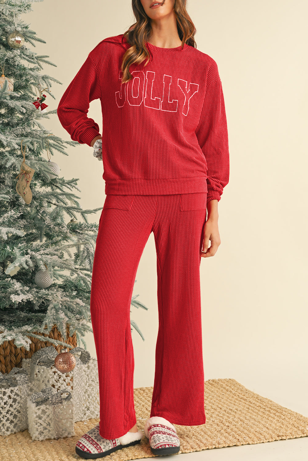 JOLLY Long Sleeve Top and Pockets Pants Set