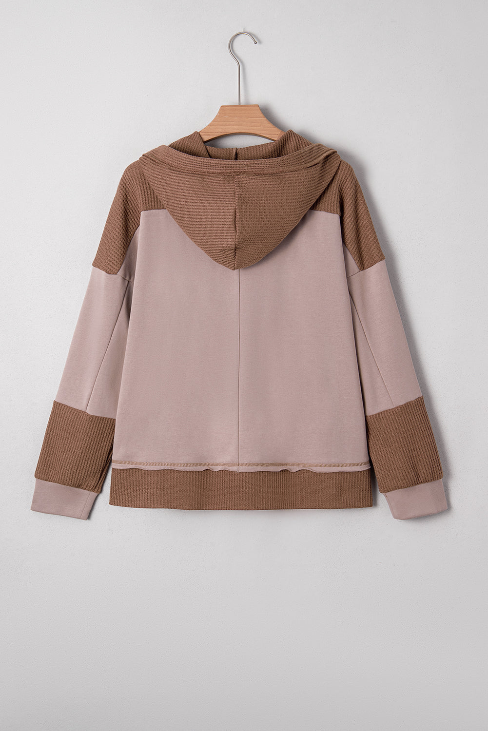 Jenny Waffle Patchwork Exposed Seam Oversized Hoodie