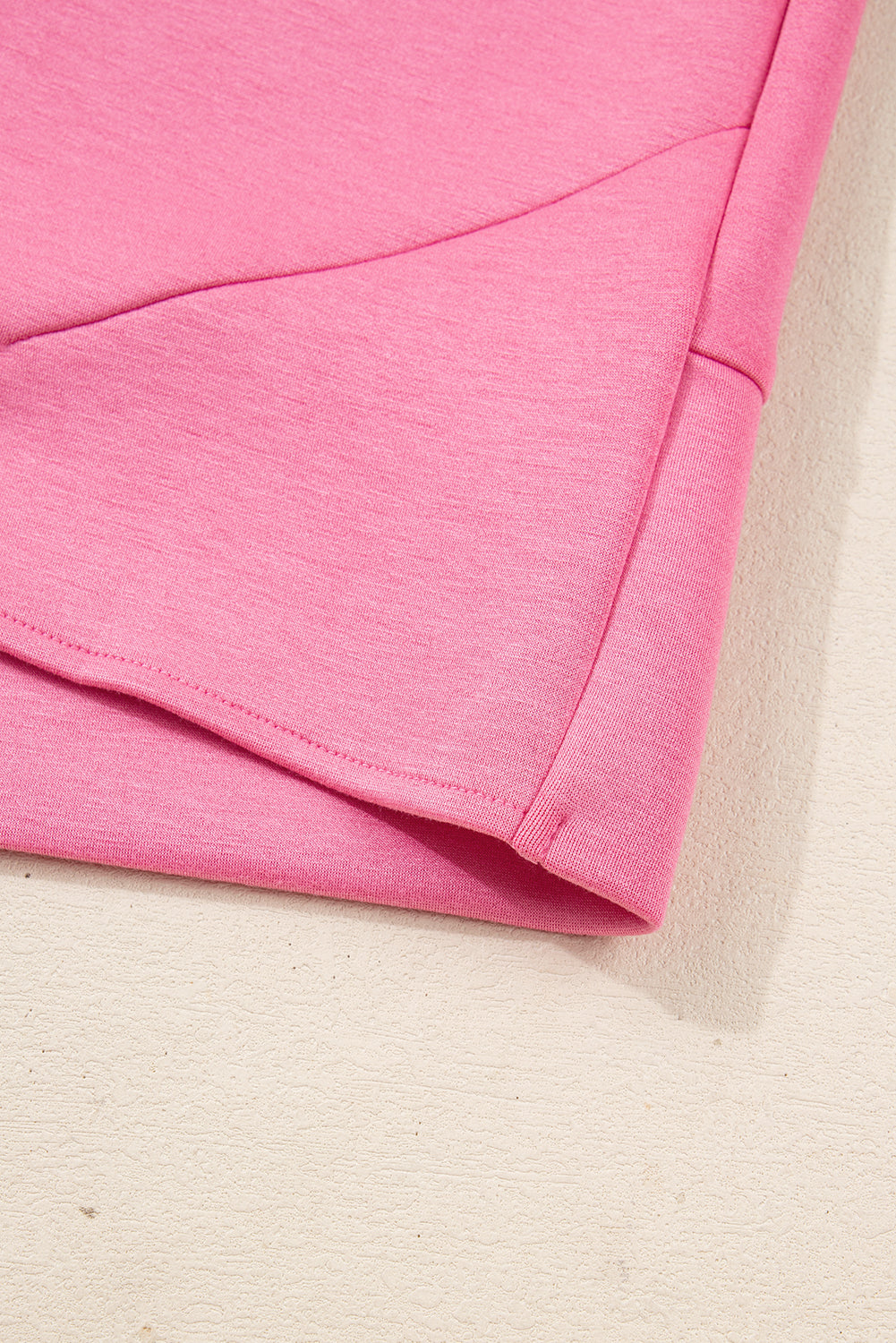 Pink Solid Color Zip Up Hoodie Drawstring Loose Pants Set