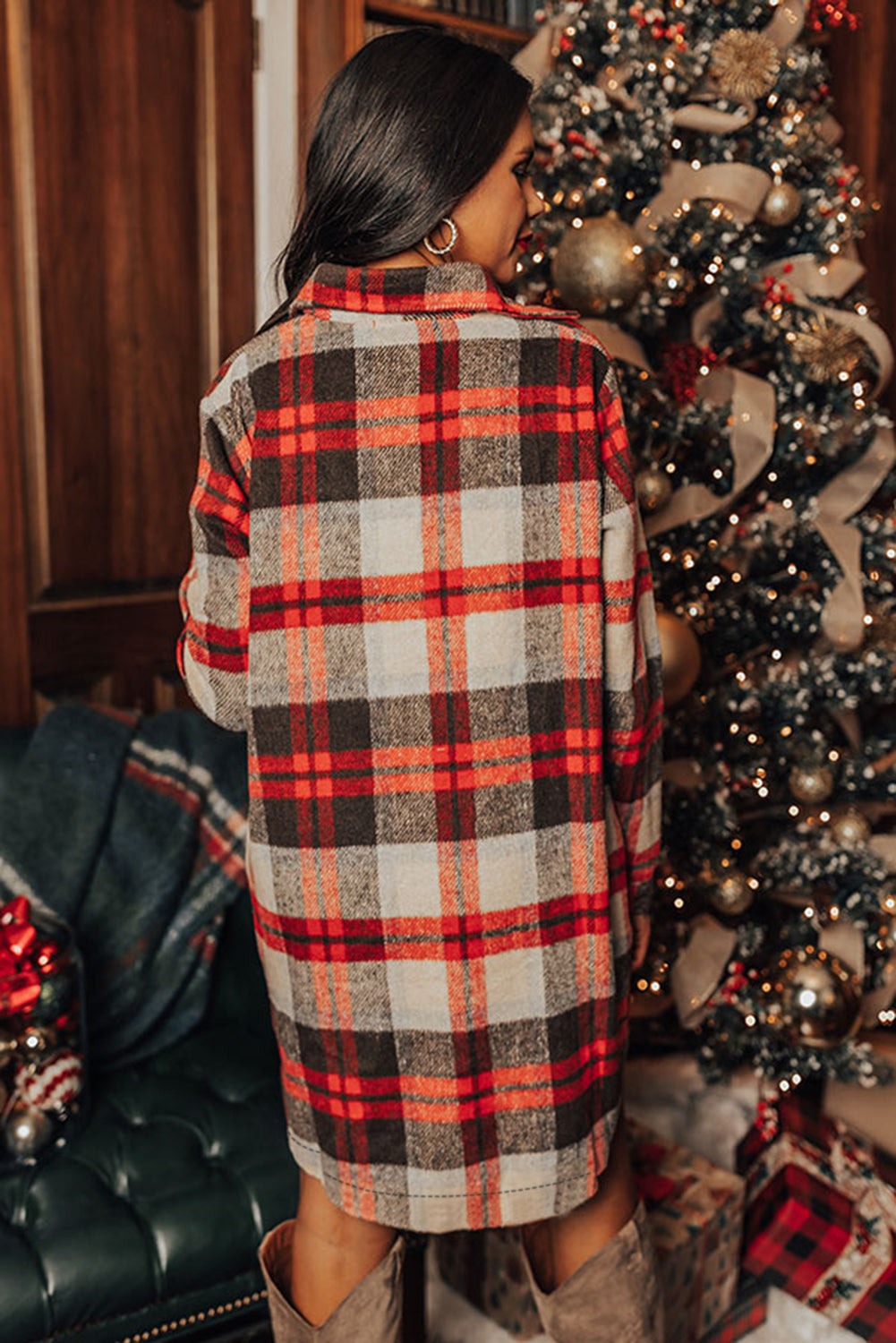 Aspen Holiday Plaid Shirt Dress | Cozy Red Tartan Flannel Dress