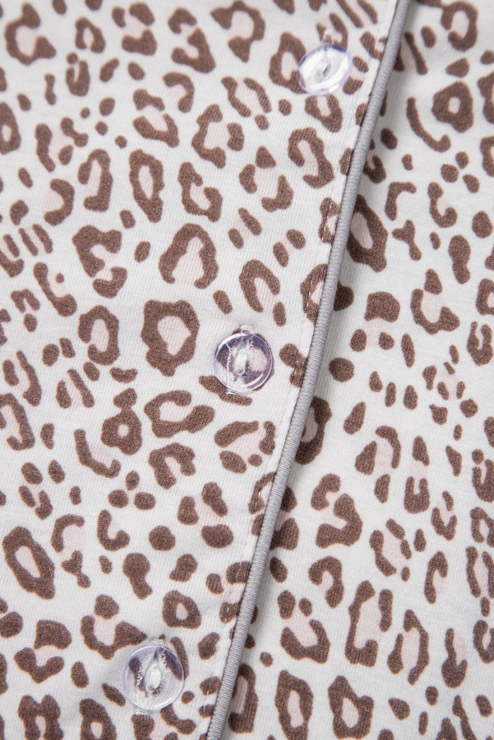 White Allover Leopard Print Long Sleeve and Pants Pajama Set