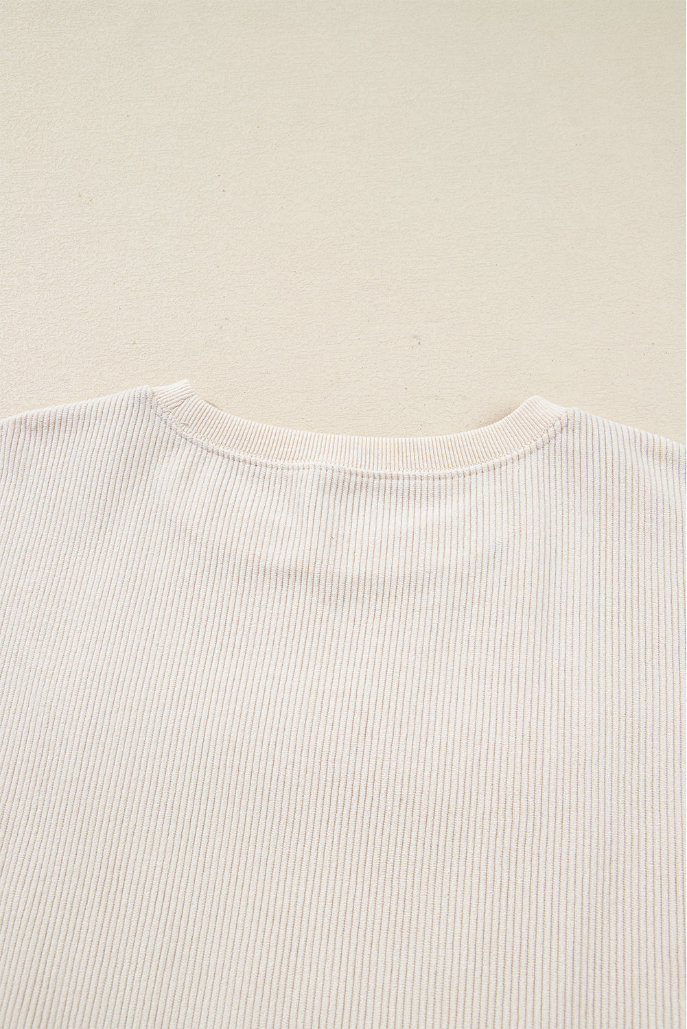 Beige merry everything Letter Graphic Ribbed Loose Sweatshirt