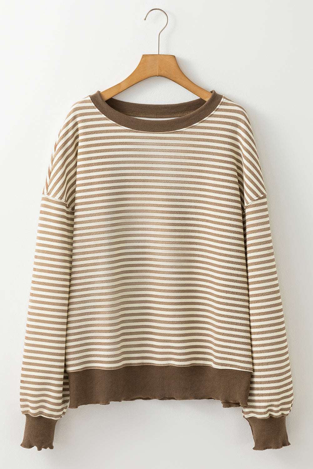 Pink Stripe Drop Shoulder Long Sleeve Top