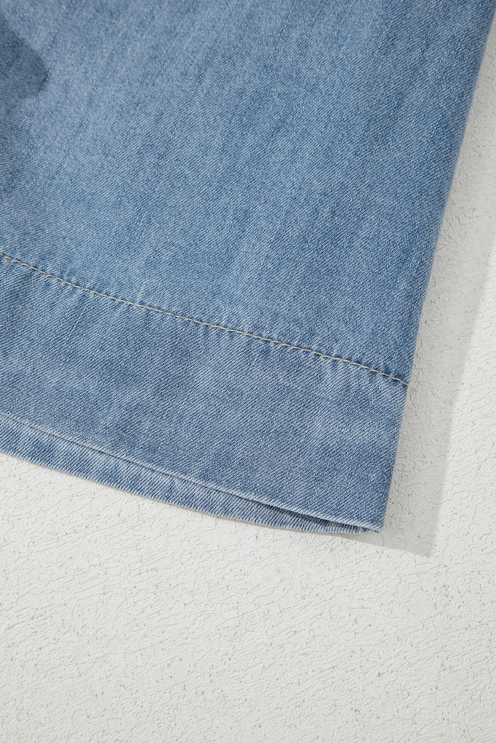 Dessa Blue Bow Tie Front Puff Sleeve Denim Top