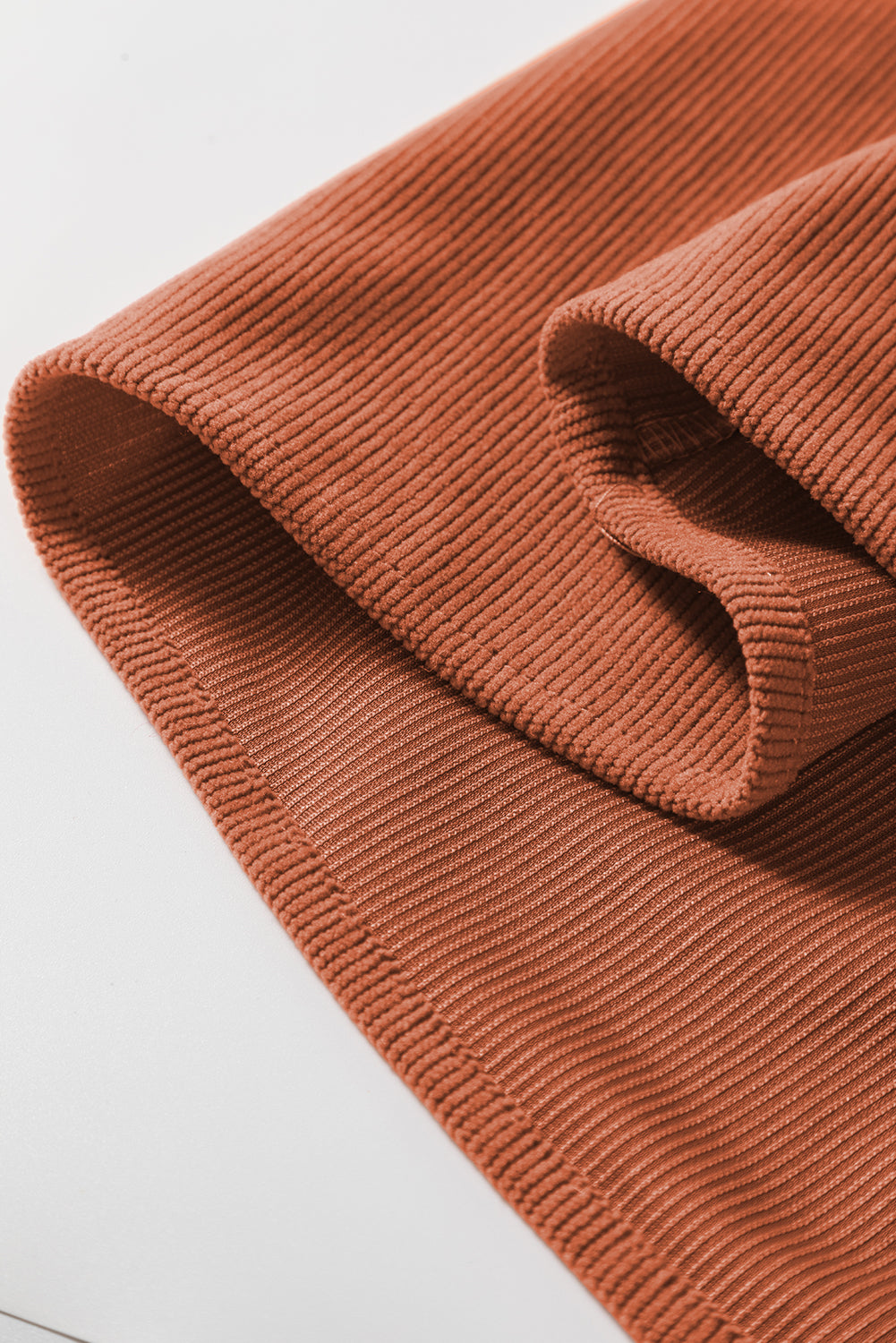 Cinnamon Split Neck Scallop Detail Pleated Corduroy Mini Dress