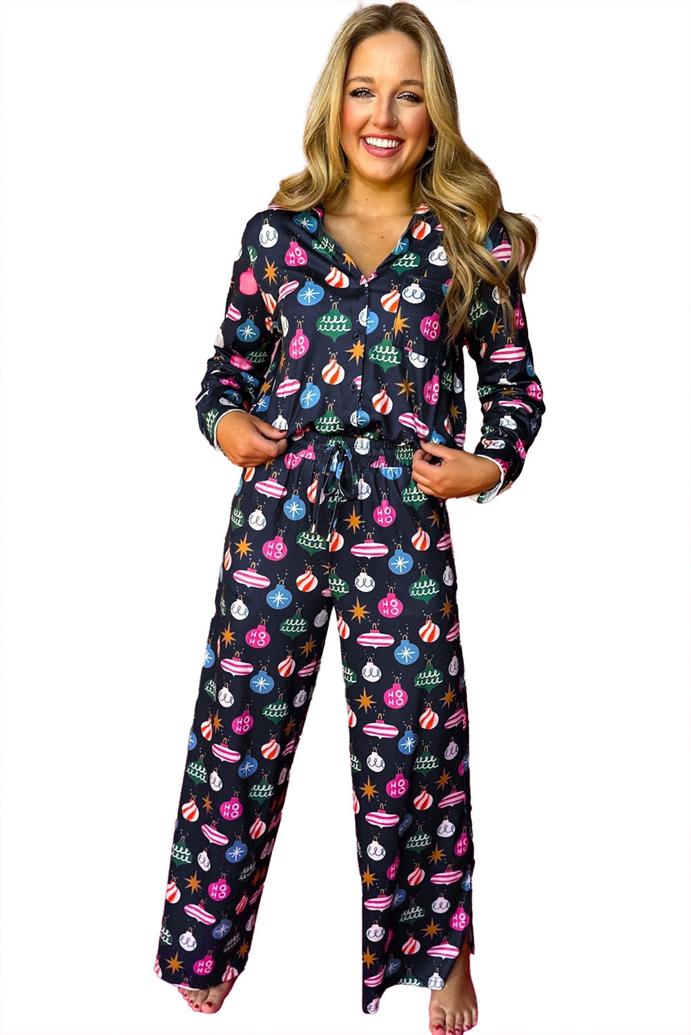 Christmas Lights Print  Pajama Set