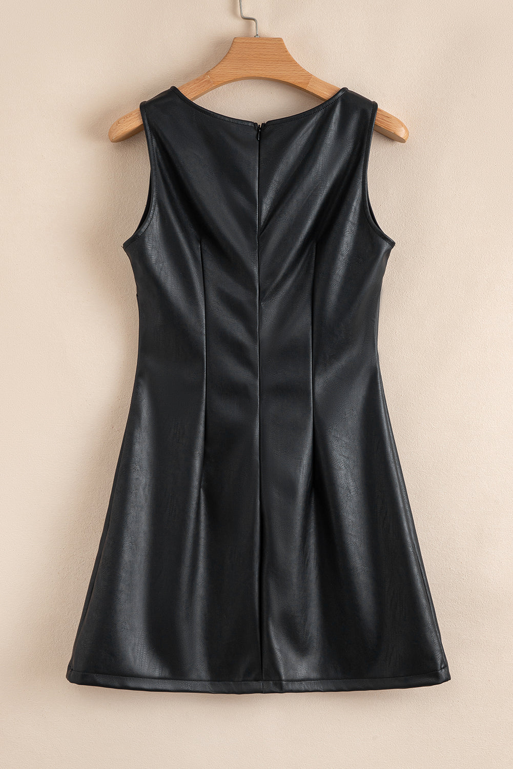 Marry Faux Leather Sleeveless Round Neck Mini Dress