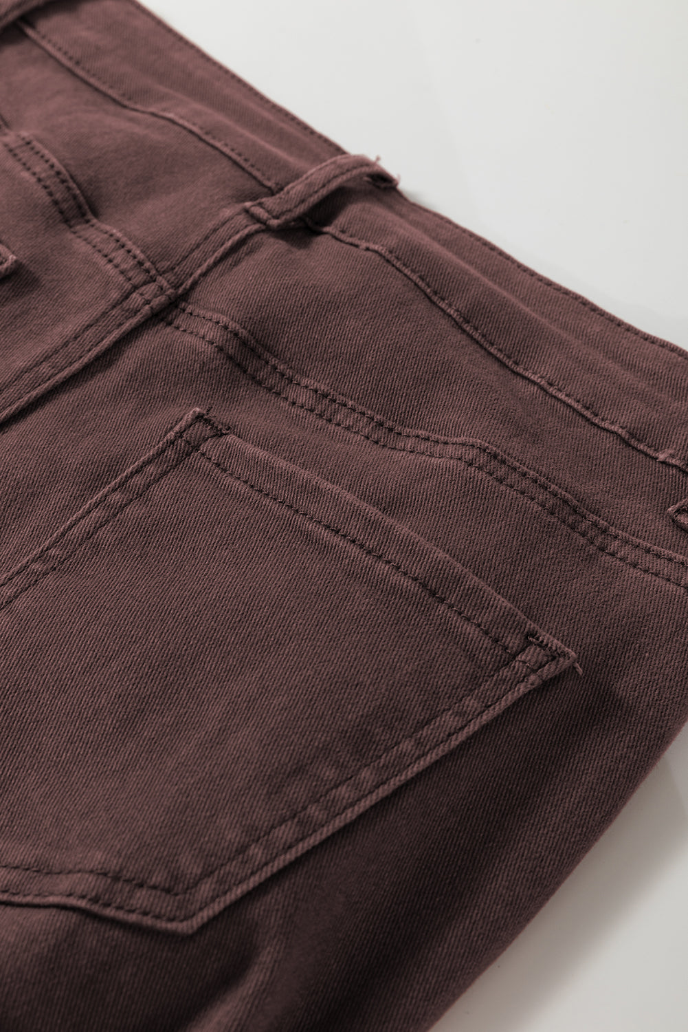 Coffee Solid Color Loose Straight High Waist Jeans