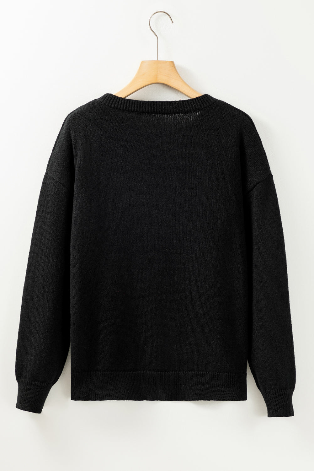 White XOXO Chenille Letter Round Neck Casual Sweater