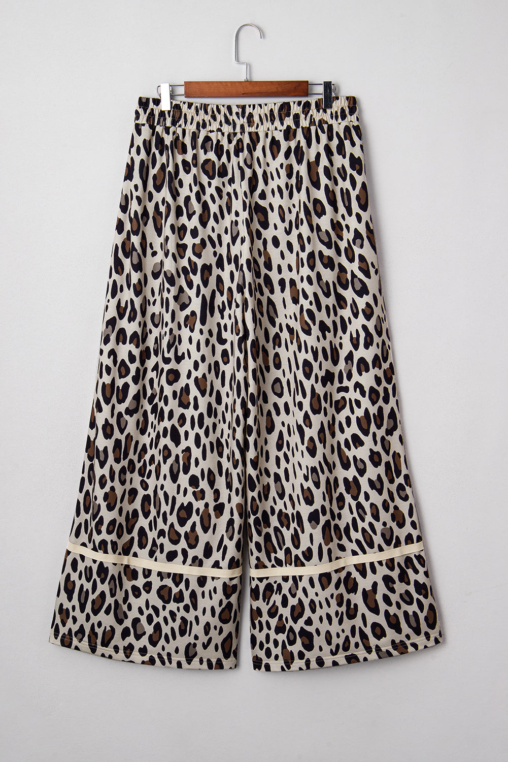 Korie Exposed Seam Patched Pocket (Plus)Size Leopard Wide Leg Pants