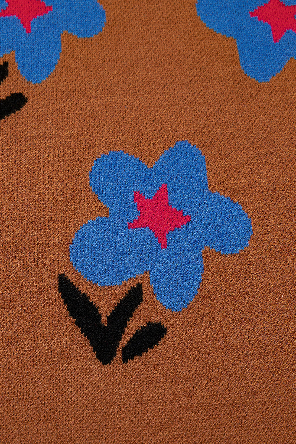 Chestnut Vintage Floral Pattern High Neck Sweater Vest