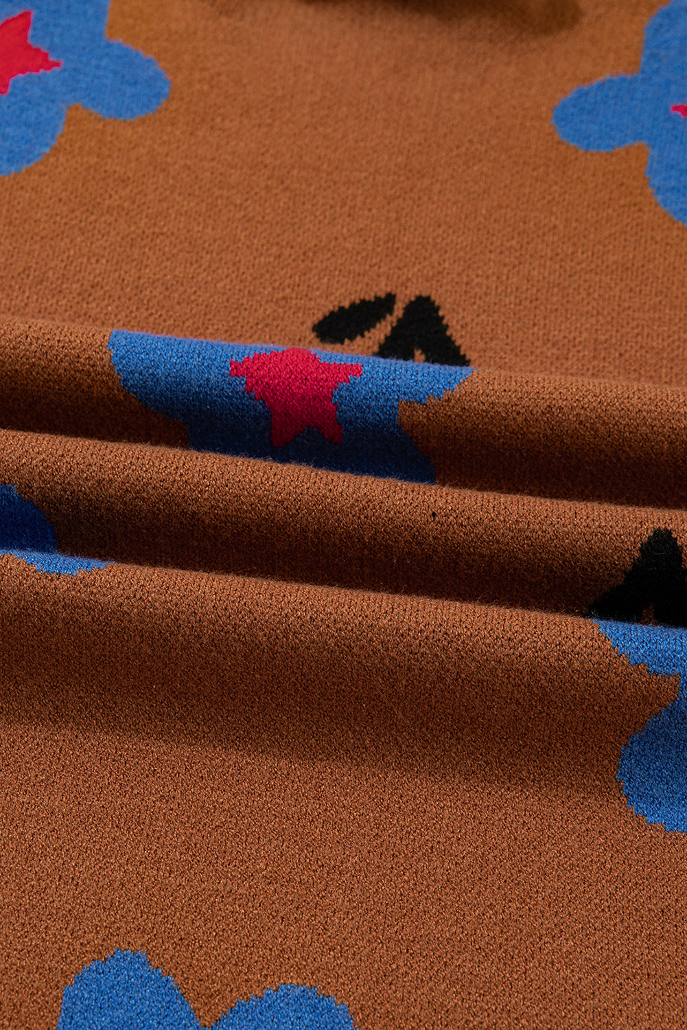 Chestnut Vintage Floral Pattern High Neck Sweater Vest