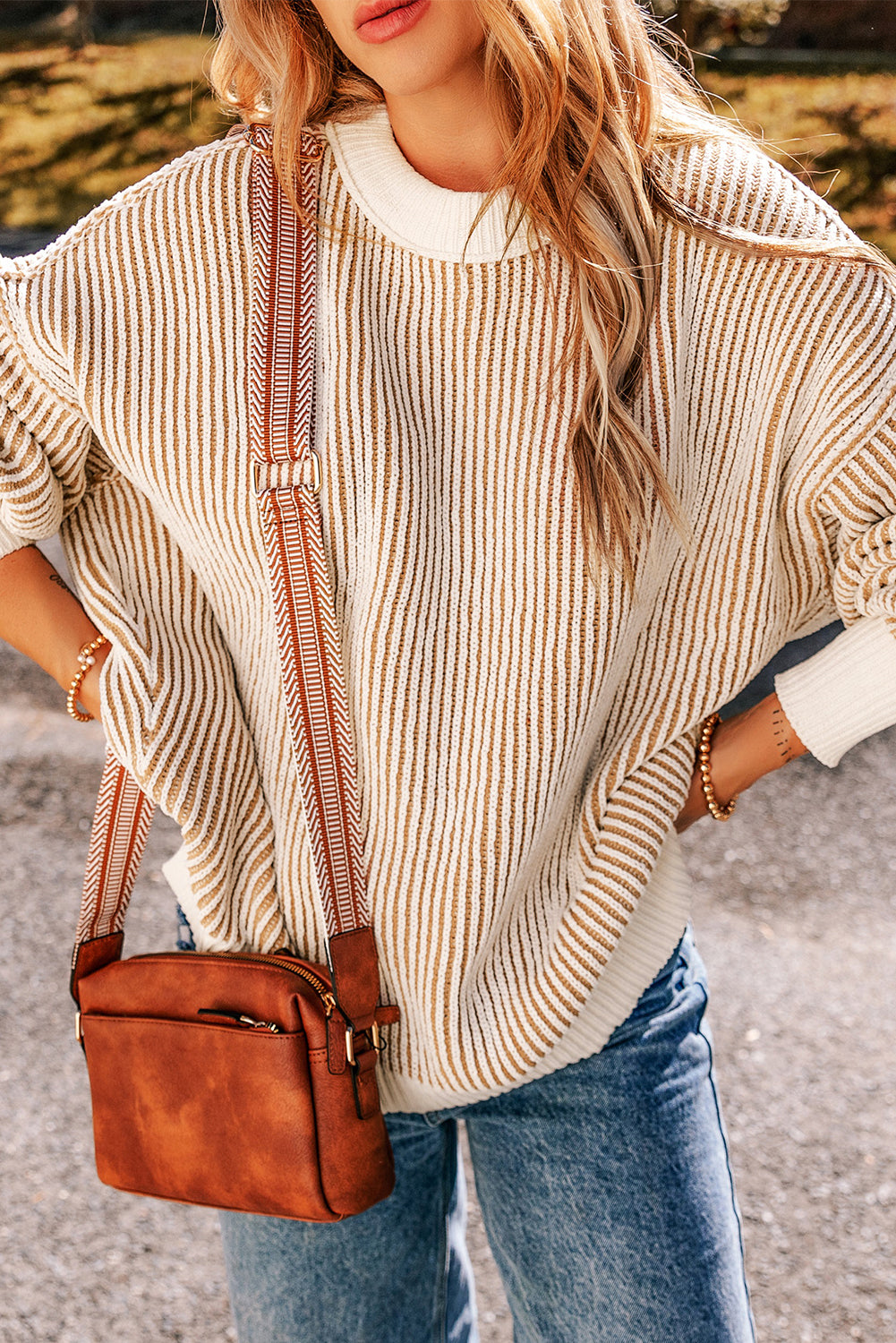 Chelsea Striped Contrast Trim Loose Sweater