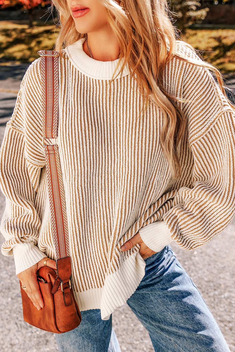 Chelsea Striped Contrast Trim Loose Sweater