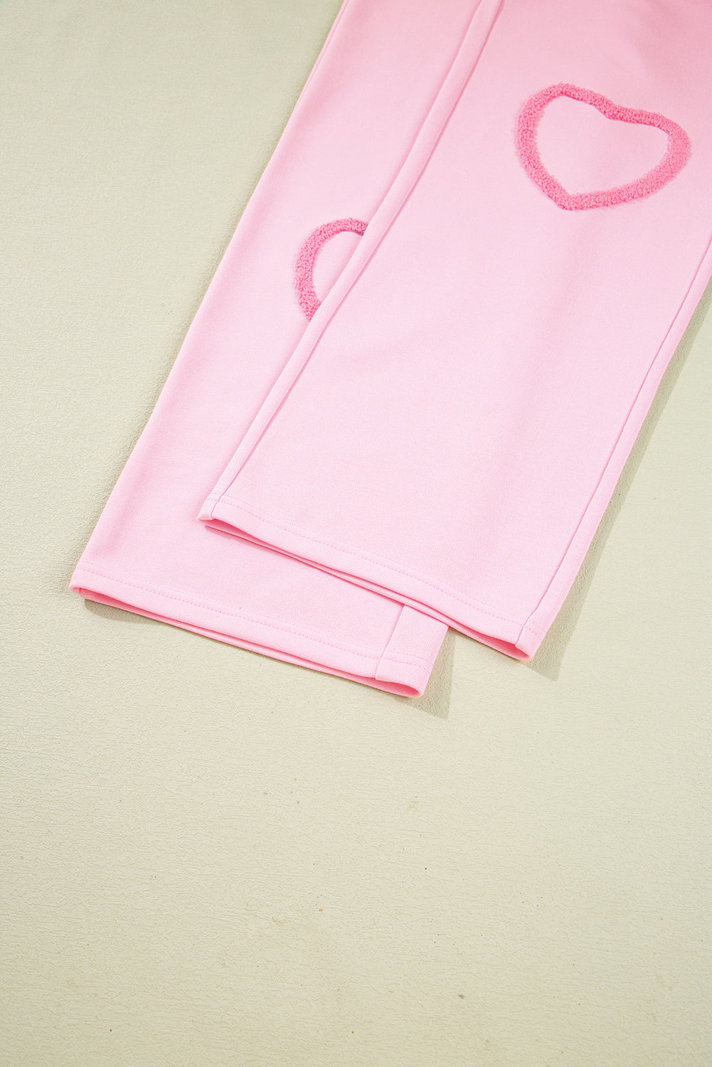 Phalaenopsis Chenille Heart Pattern Casual Pants Set