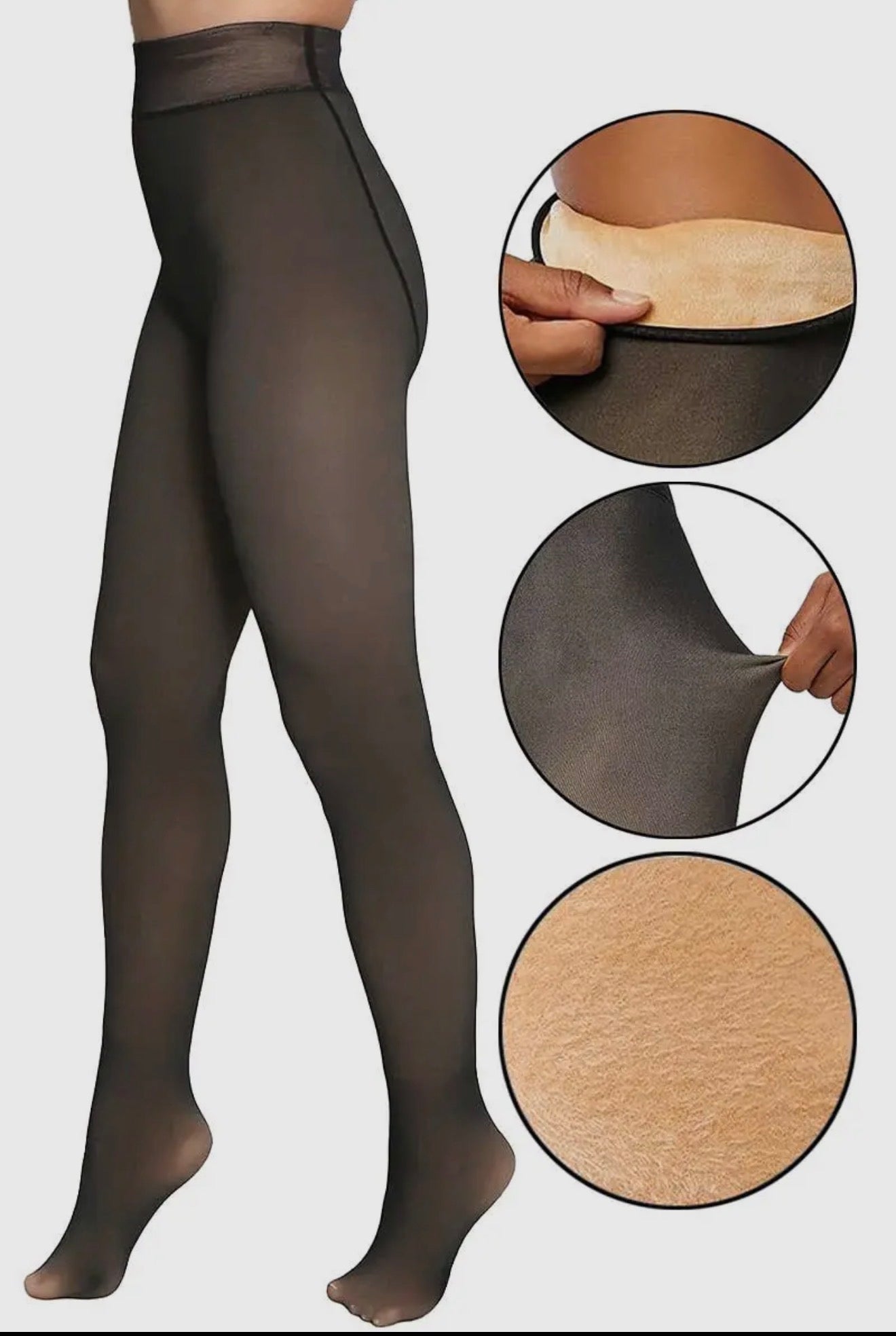 Fleece Lined Sheer Tights for Women | Warm Winter Faux Sheer Leggings Women’s