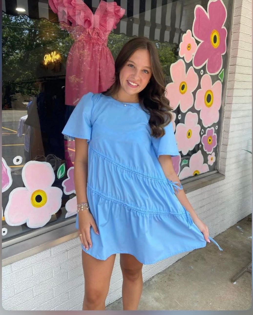 petite blue dress Skies- Babydoll SUMMERW25-ESSENTIALS Wear your hair up Harriet Wool Blend Dress Size:D