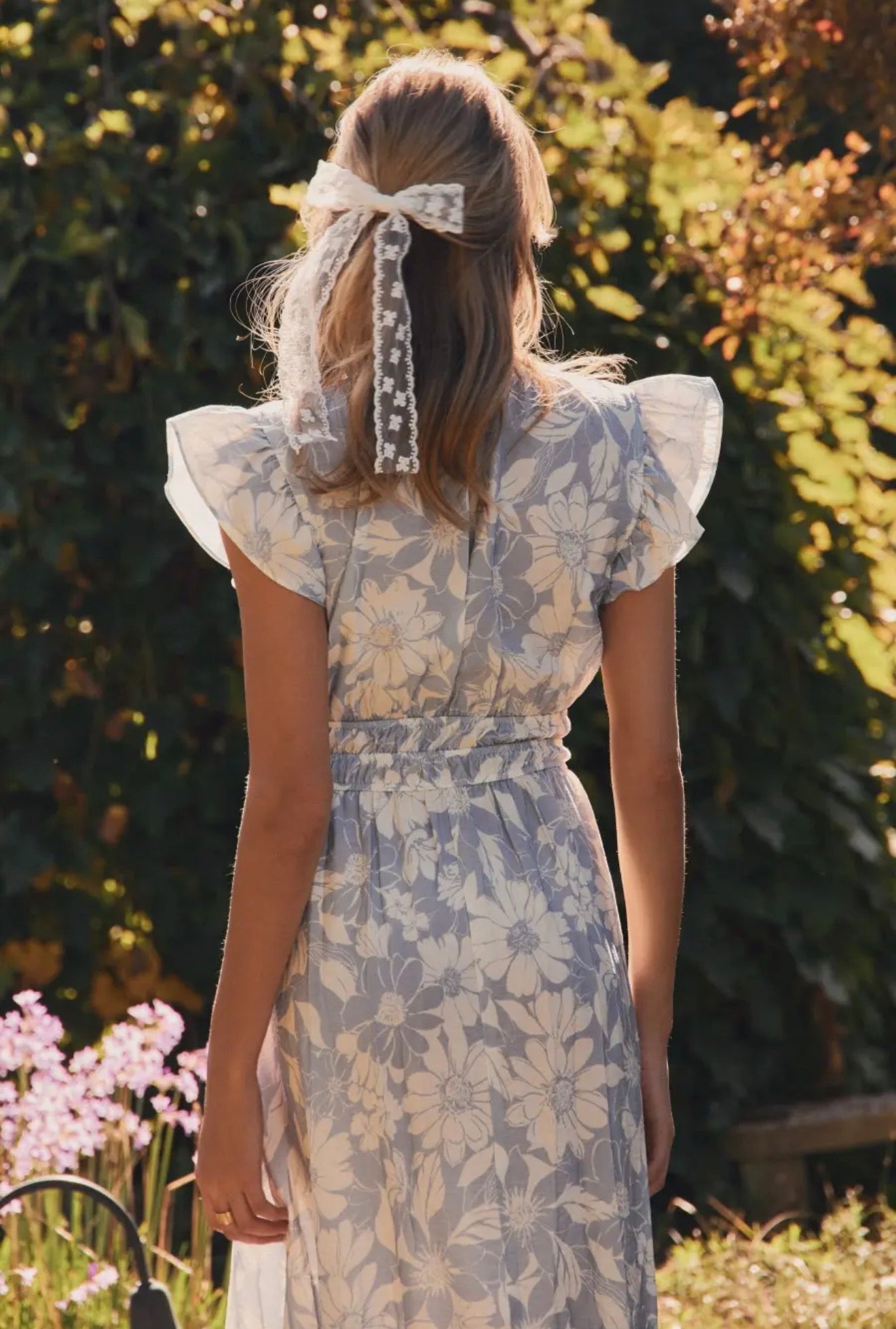 “Spring in Bloom” Floral Flutter Sleeve Midi Dress