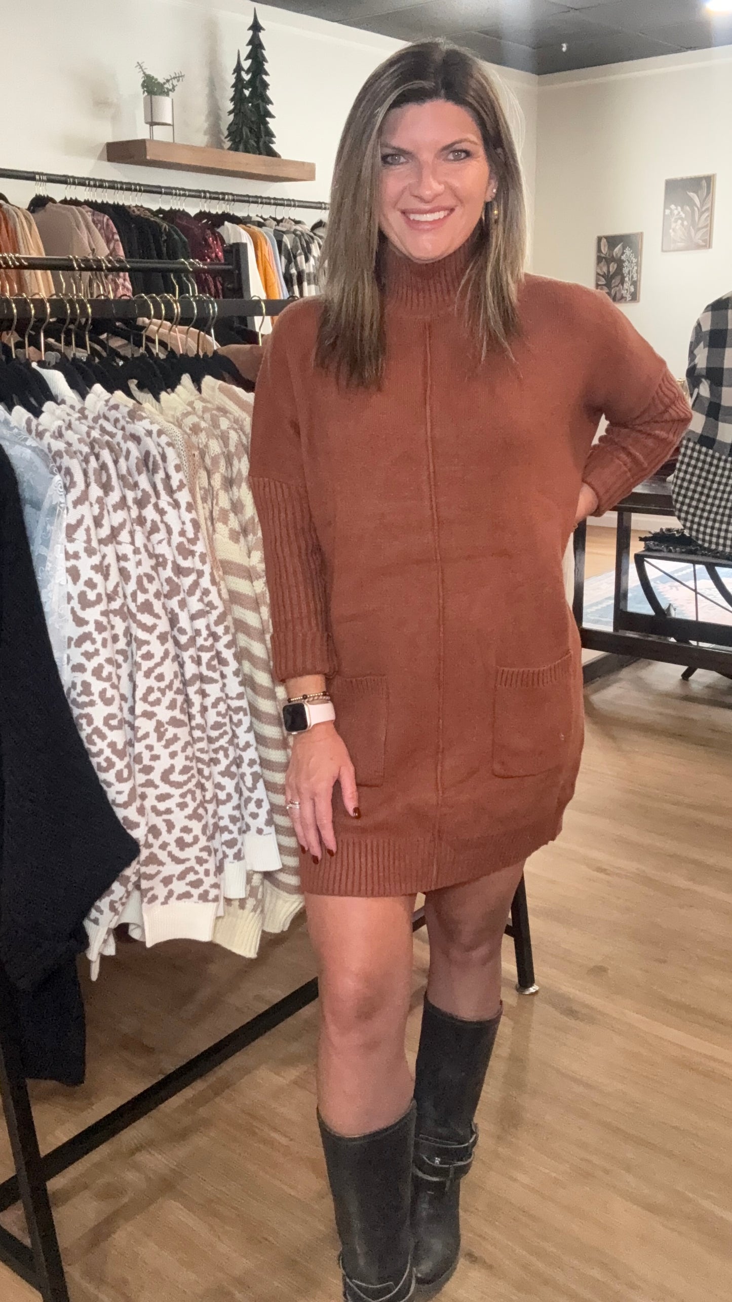 Autumn Cozy Turtleneck Sweater Dress