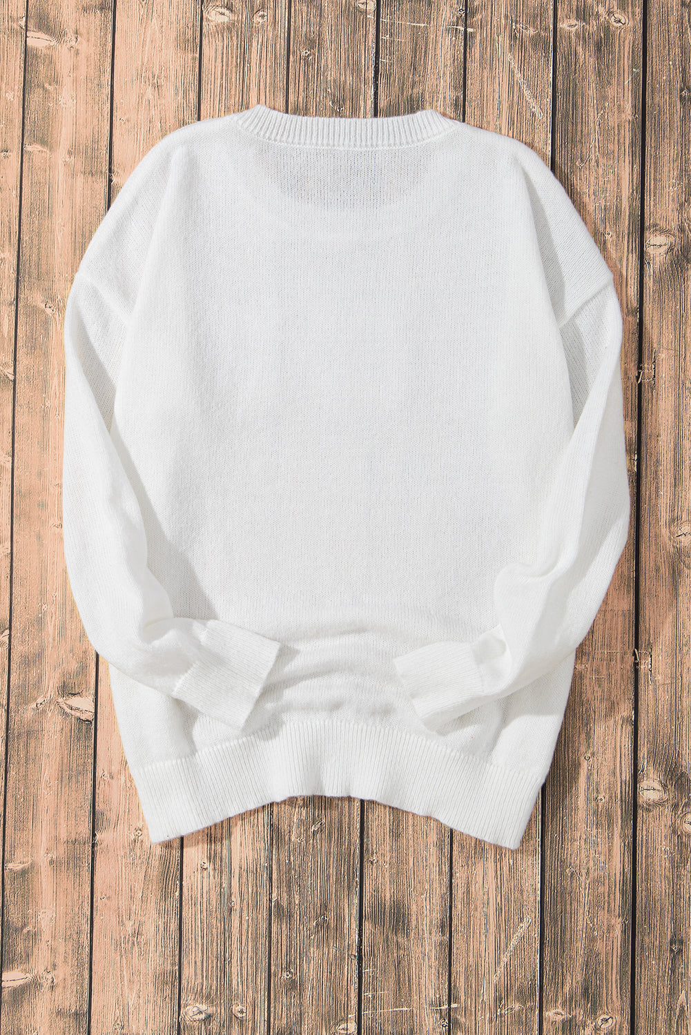 White XOXO Chenille Letter Round Neck Casual Sweater