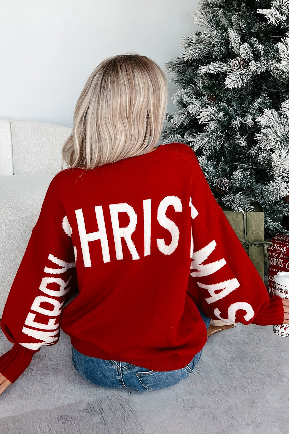 MERRY CHRISTMAS | HO HO HO Drop Shoulder Loose Sweater