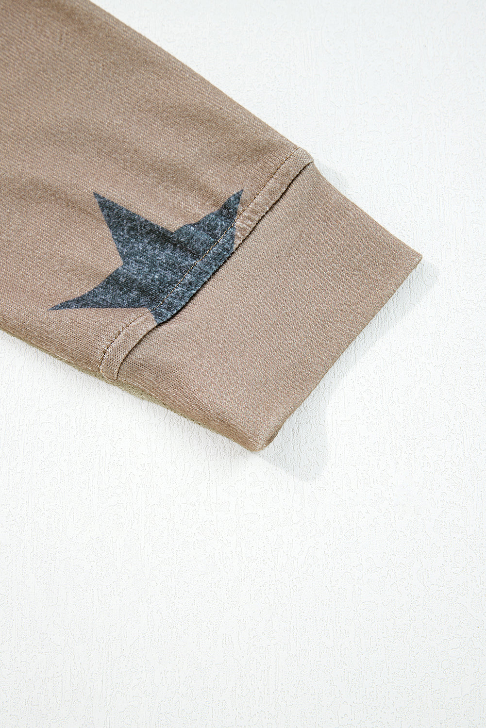 Khaki Retro Star Print Long Sleeve Pullover Drawstring Wide Leg Pajama Set